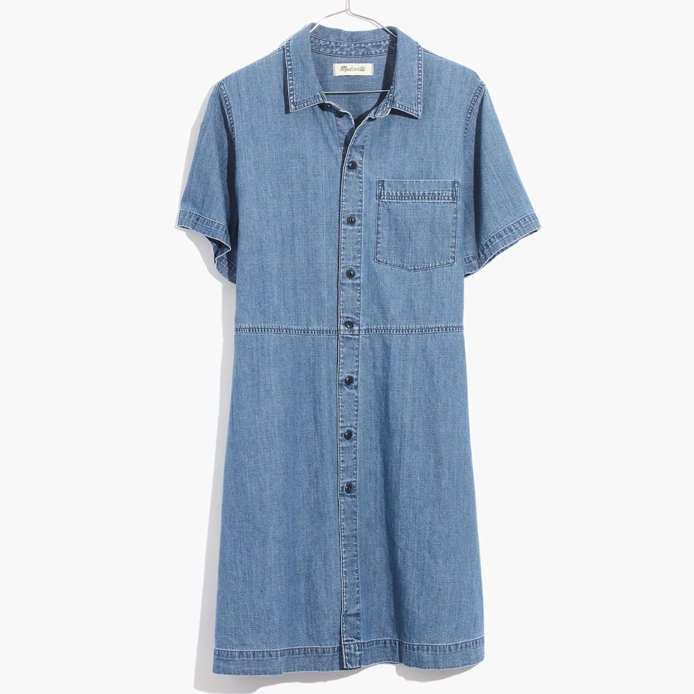 Madewell Cotton Blue Jean Denim Waisted Shirtdress in Penview Wash Size XXS